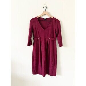 Isabella Oliver Maternity Maroon V-Neck Knit Dress Size 2 (S/M)